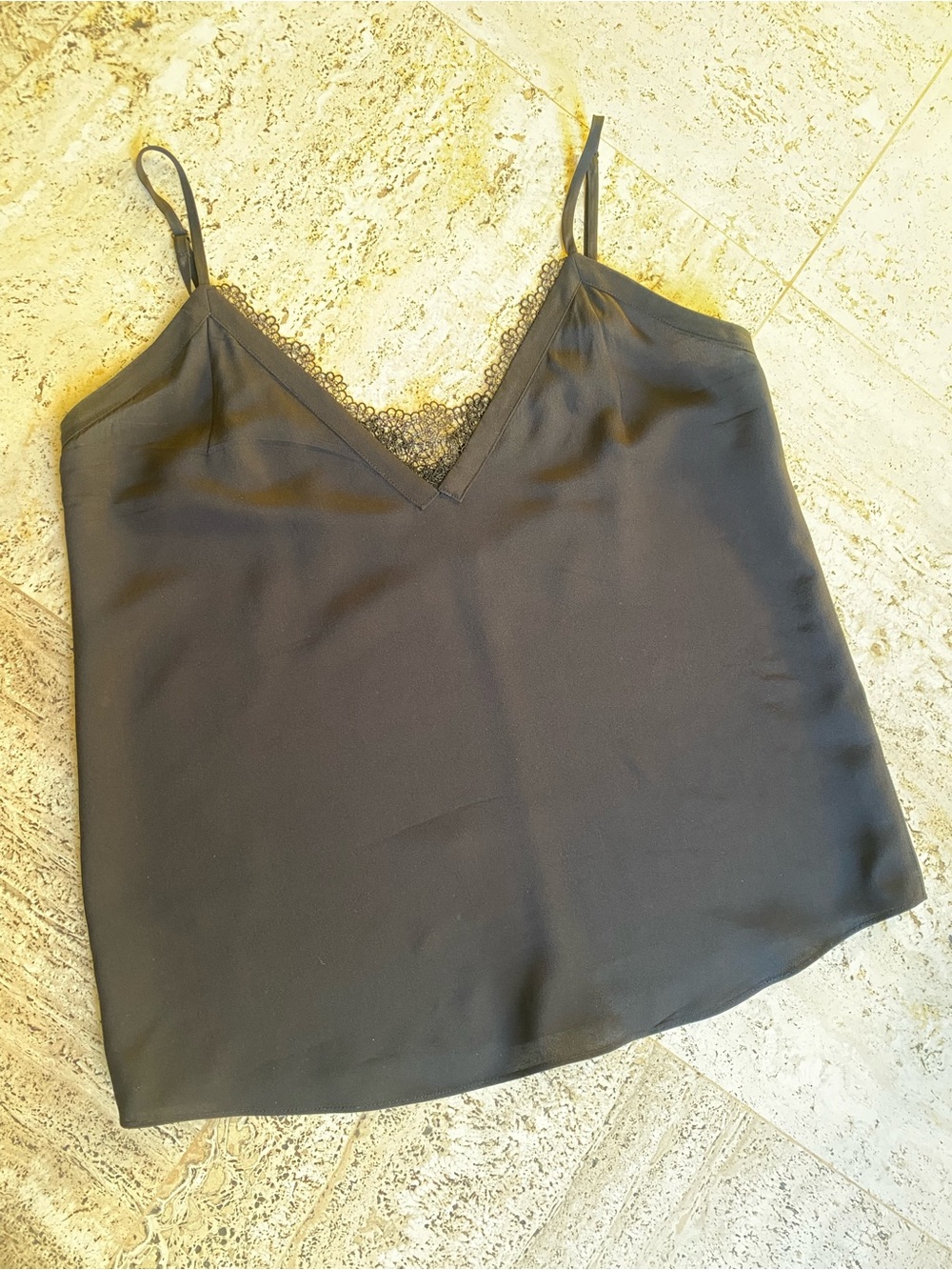 The Kooples Black Lace-Trim V-Neck Camisole